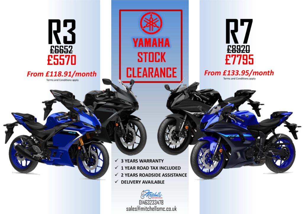 Yamaha R3 R7 Stock Clearance Advert - Mitchells Motorcycles